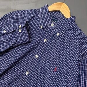 Polo Ralph Lauren Purple Gingham Check Button Down Collared Dress Shirt 16 32/33